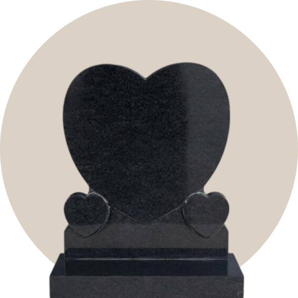 black granite heart headstone